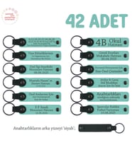 Dernekler İçin Üzerinde İsim Ve Mesaj Yazılabilen 42' li Anahtarlık Seti, Turkuaz & Siyah