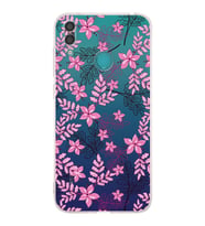Huawei Y7 2019  Kamera korumalı Kapak Floral Pembe Tasarımlı  Şeffaf Kılıf