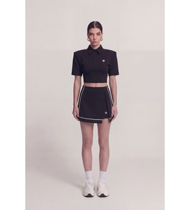 Yırtmaçlı Cepli Mini Brandi Şort Etek Beyaz