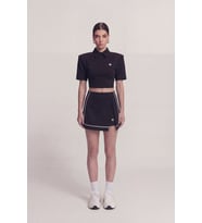 Yırtmaçlı Cepli Mini Brandi Şort Etek Beyaz