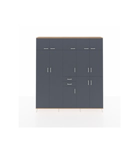Arges Gardrop 10 Raflı 2 Çekmeceli 3 Askılı 220x30x243 Çam-Antrasit