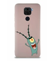 Xiaomi Redmi Note 9 Soft Premier Kapak Plankton Tasarımlı Silikon Kılıf - Pudra (Şeffaf)