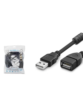 Hadron HDX7542 USB-A (F) - USB-A (M) 3mt USBUzatma Kablosu - Siyah