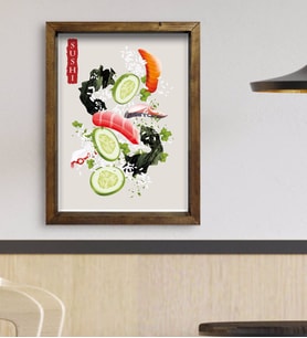 BK Gift Cafe & Bar & Restaurant Konseptli Doğal Masif Ahşap Çerçeveli Tablo 45x65cm-1