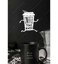 Coffee Take Away Kahve Temalı Duvar Dekorasyonu Ahşap (Beyaz)