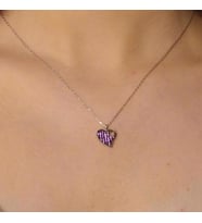 Taşlı Kalpli Gümüş Kolye Rose Gümüş Altın Kaplama