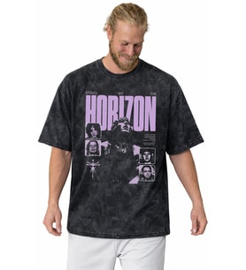 Tasarım Horizon Rock Metal Müzik Grubu Baskılı Unisex Oversize Vintage Yıkamalı Tişört