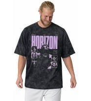 Tasarım Horizon Rock Metal Müzik Grubu Baskılı Unisex Oversize Vintage Yıkamalı Tişört