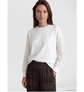 LCW EVERYDAY Beyaz Soft Touch Oversize Kadın Sweatshirt Tunik