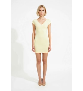 Kadın Mini Bodycon V Yaka Ay Kol Kısa Kollu Silky İnterlok Örme Elbise Rahat Günlük Modern Şık Zarif