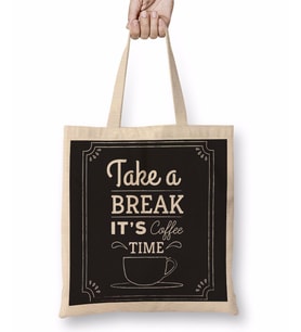 Coffe Take a Break it's Coffee Time Bez Çanta Uzun Saplı