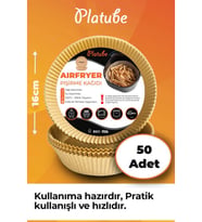 Pisirme Kagidi 50 adet Airfryer Yagli Kagit Xiaomi Philips Air Fryer Tüm Markalara Uyumlu Yuvarlak (Kahverengi)