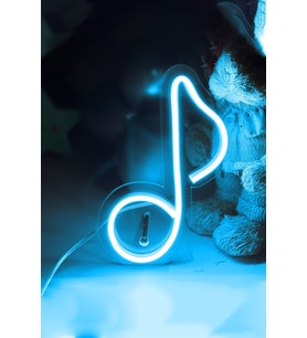 Renkli Müzik Notası Şeklinde Neon Led Işıklı Çocuk Odası Tablosu (Krem)