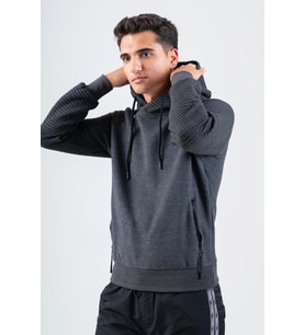 Maraton Regular Erkek Kapüşonlu Siyah Sweatshirt