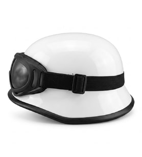 Motosiklet Chopper Kaskı Yarım Retro Cruiser Gözlüklü Kask White