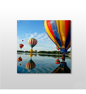 Balonlar Ve Nehir Kanvas Tablo 180x180cm