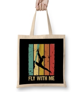 Retro Fly With Me Aerial Silk Aerialist Acrobat Acrobatics Bez Çanta Uzun Saplı