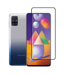Samsung Galaxy M51 Ekran Koruyucu Full Tam Kaplayan Kavisli Tempered Cam (Siyah)