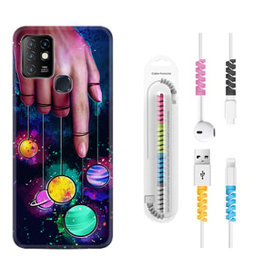 INFINIX Hot 8 9 10 11S Hot 10 Play 10T Kılıf Kablo Koruma Spiral Silikon Finger planet 1740