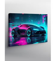Kanvas Tablo Neon Spor Araba
