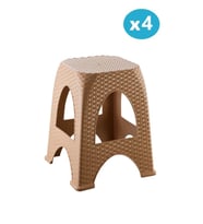 Omnipazar SY-4666 Plastik Hasır Tabure Büyük Boy 4'lü Set