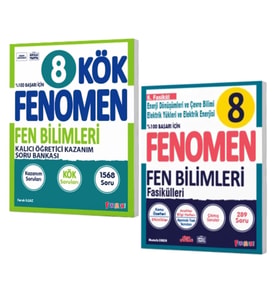 FENOMEN YAYINLARI 8. SINIF Kök Fen Bilimleri Soru Bankası + Fen Bilimleri 6. Fasikül (Enerji Dön. Ve