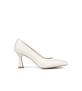 Lourenza 6002 Kadın Hakiki Deri 6.5 Cm Kadeh Ökçeli Kapalı Stiletto (Bej)