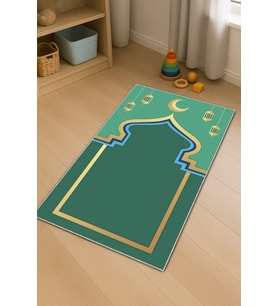 Yeşil Kandilli Unisex Çocuk Seccadesi CS20