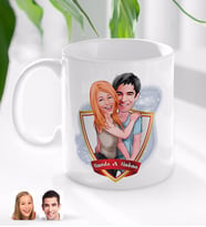 BK Gift Kişiye Özel İsimli Sevgililer Karikatürlü Beyaz Kupa Bardak-85
