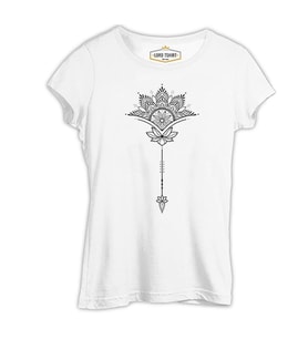Tattoo - Flower Arrow Beyaz Kadın Tshirt