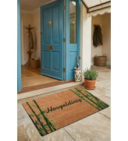 Valerine Life Kapı Önü Paspası 45x70cm Kaymaz Taban Dekoratif iç Dış Mekan Yeşil İyi Şans Bambuları