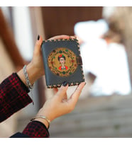 Frida Figürlü Küçük Cüzdan Etnik Bohem Retro Style - Antrasit (Taba)
