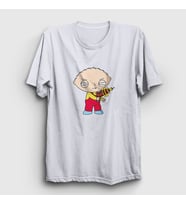 Presmono Unisex Beyaz Gun Stewie Griffin Family Guy T-Shirt 300258tt