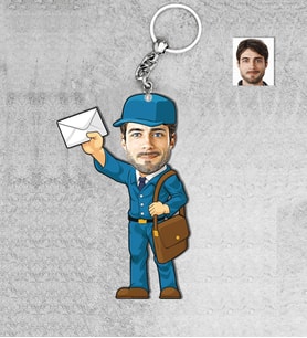 Kişiye Özel Postacı Erkek Ahşap Anahtarlık-1