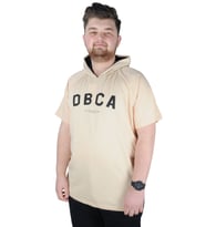 Mode XL Büyük Beden Tshirt Kapşonlu DBCA 22119 Bej