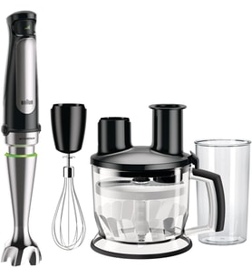 MultiQuick 7 MQ 7075X el blenderi, ActiveBlade teknolojisine sahip çıkarılabilir paslanmaz çelik blender ayağına sahip el blenderi, 3 parçalı aksesuar seti dahil, 1000 watt, siyah