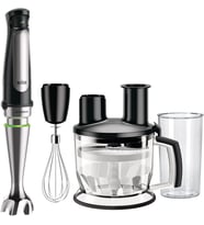 MultiQuick 7 MQ 7075X el blenderi, ActiveBlade teknolojisine sahip çıkarılabilir paslanmaz çelik blender ayağına sahip el blenderi, 3 parçalı aksesuar seti dahil, 1000 watt, siyah