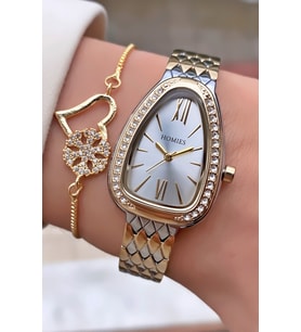 Homies Marka Rose Gümüş Renk 2 Yıl Garantili Kadın Kol Saati - Bileklik Hediyeli (Rose - Gold)