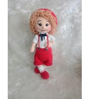 Şapkalı Kırmızılı Bebek Amigurumi Organik Oyuncak