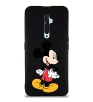Oppo Reno 2Z Soft Premier Kapak Mickey Mouse-D Tasarımlı Silikon Kılıf - Siyah (Şeffaf)
