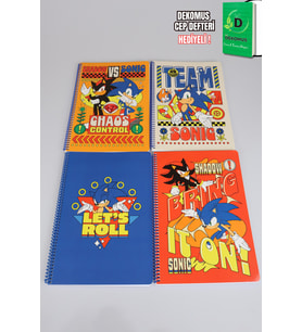x Dekomus "Speed Force Collection" Sonic A4 Spiralli Kareli Defter 80 Yaprak Tek Adet
