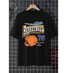 Basketball Baskılı Unisex Oversize Tshirt (Siyah)