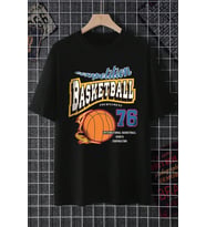 Basketball Baskılı Unisex Oversize Tshirt (Siyah)