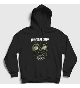 Presmono Unisex Siyah Gas Green Day Kapüşonlu Sweatshirt 402401tt