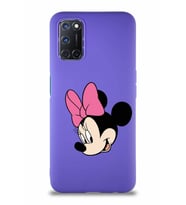 Oppo A72 Soft Premier Kapak Minnie Mouse-B Tasarımlı Silikon Kılıf - Mor (Şeffaf)