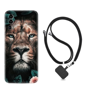 General Mobile Gm 23 Kılıf Resimli Boyun Askılı İpli Desenli Silikon Leon Flowers 1333