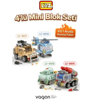 Loz Micro Block 4'lü Savaş Araçları 4 Farklı Model Dekoratif Oyuncak Yapım Seti Yapı Blok Seti