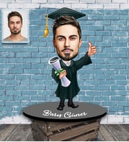 Kişiye Özel Mezuniyet Karikatürlü Ahşap Biblo Bay-1-Eco