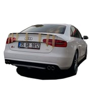 Audi A4 B8 Makyajlı 2012 - 2016 S4 Arka Tampon Eki - Difüzör (Plastik) (Standart)