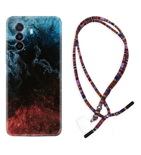 Huawei Nova Y70 Y90 Nova 9 SE  Kılıf Boyun Asklı Rasta Silikon Red Blue Black Abstact 1386